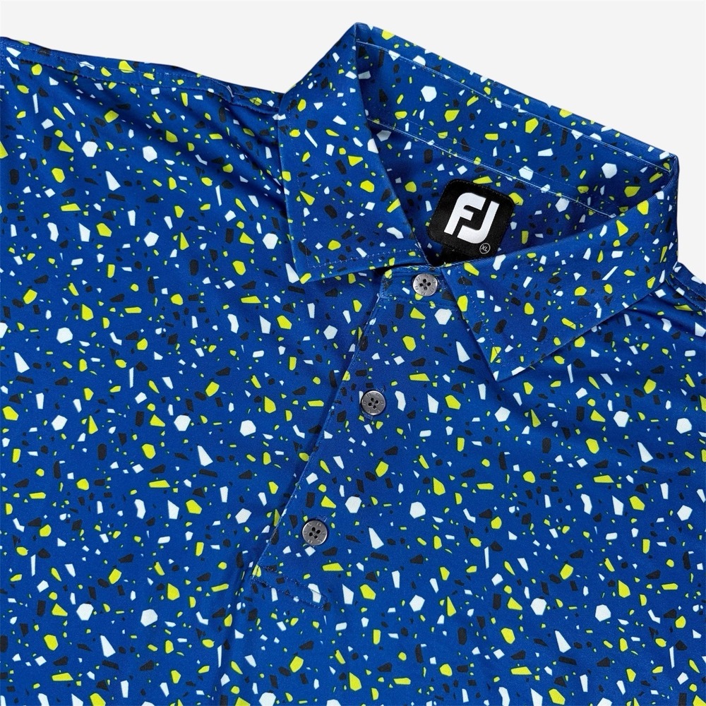 Footjoy Terrazzo Print Lisle Short Sleeve Golf Polo Shirt Mens XL Eagle Club AOP